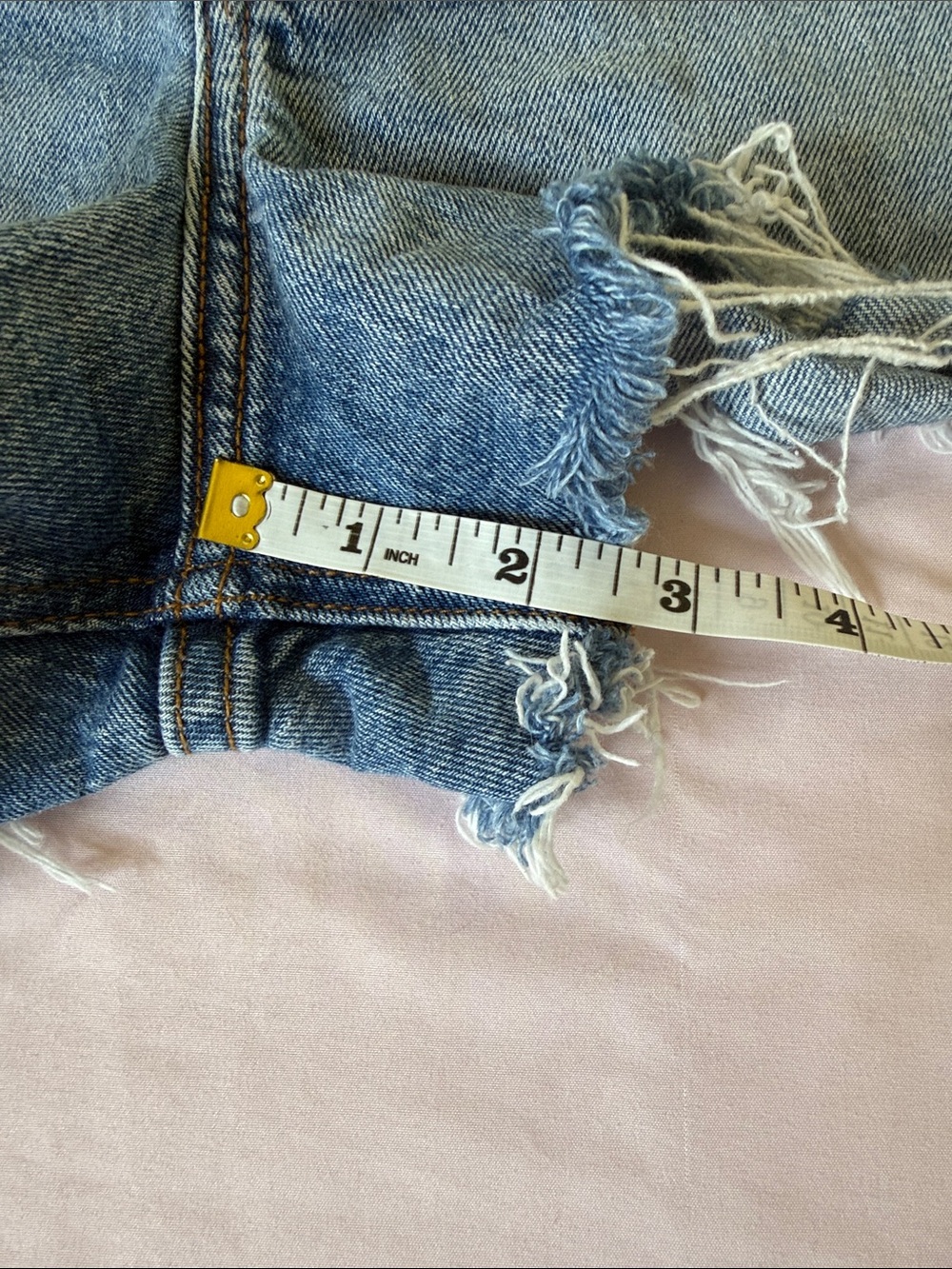 Abercrombie & Fitch Curve Love Distressed Light Blue Denim Shorts - Picture 5 of 5